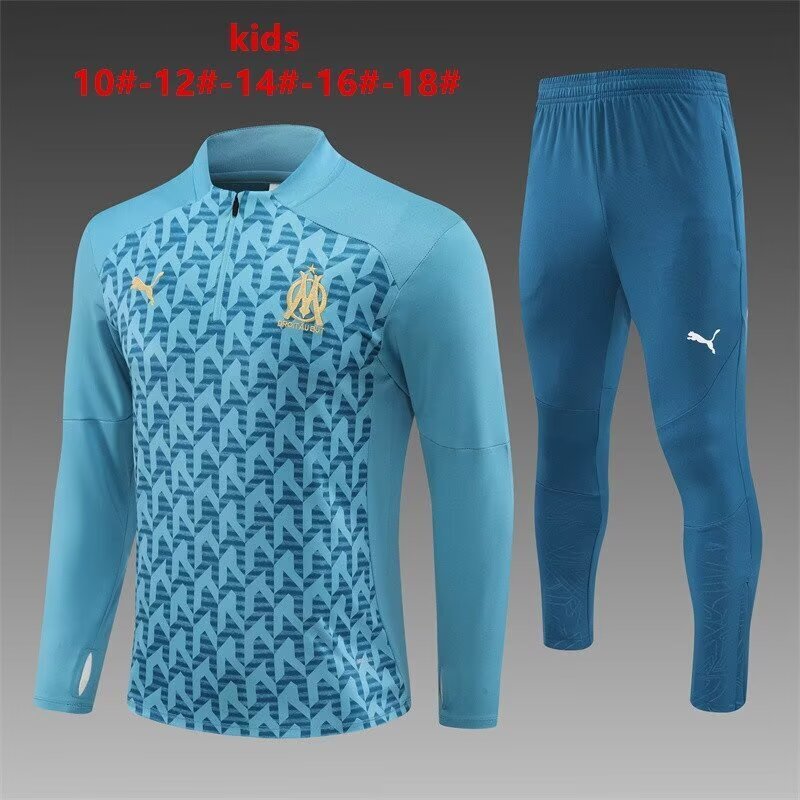 Olympique Marseille Kids Training Suit – Sky Blue Edition