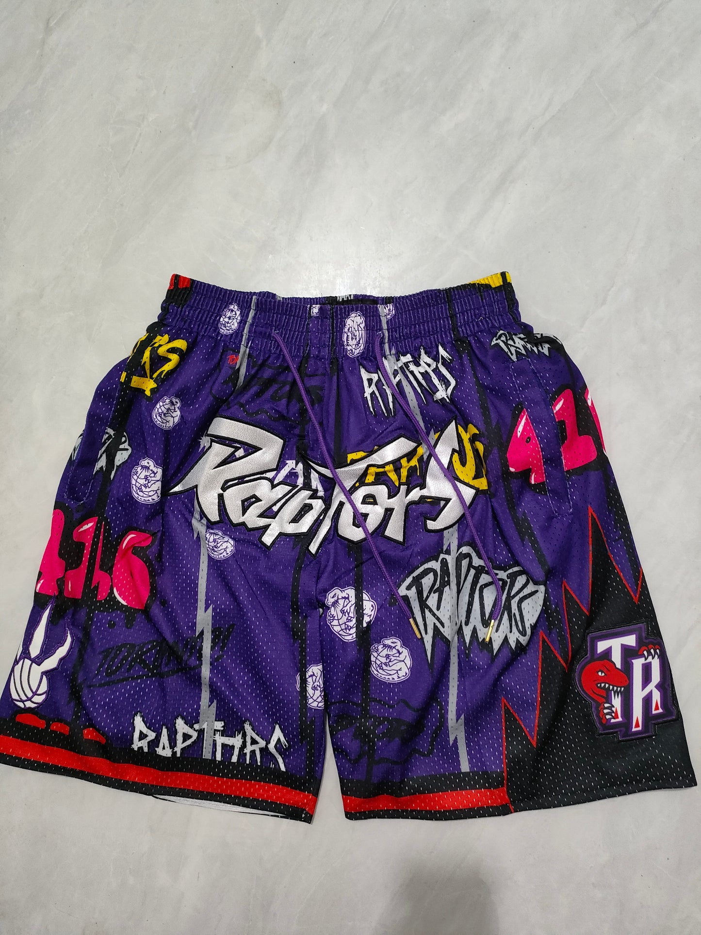 NBA Raptors Purple Graffiti Pocket Shorts S-XXL