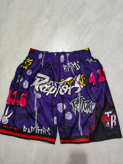 NBA Raptors Purple Graffiti Pocket Shorts S-XXL