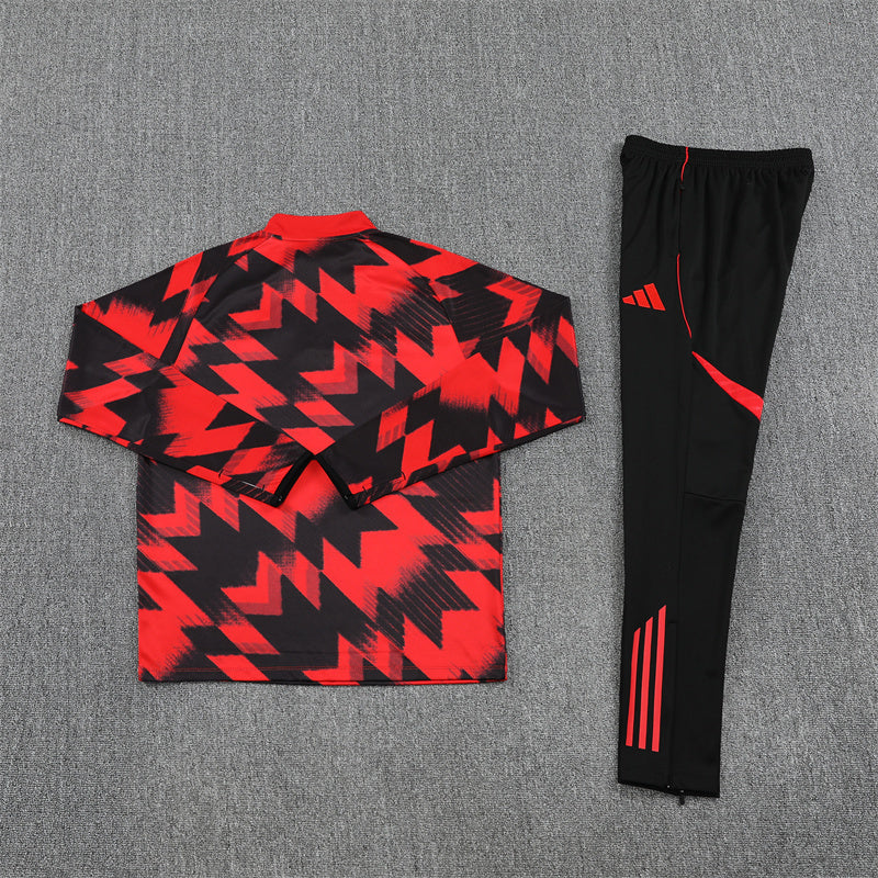 2025/26 Manchester United Red Black Half Pull Training Suit (Adults&Kids)