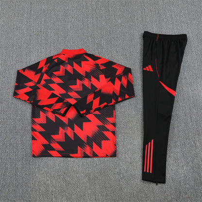 2025/26 Manchester United Red Black Half Pull Training Suit (Adults&Kids)