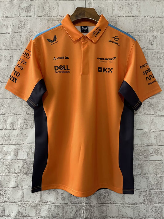 McLaren F1 2024 Team Polo Shirt – Papaya Orange with Collar (S–5XL, Unisex)