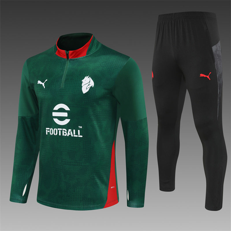 2025/26 AC Milan Green Half Pull Training Suit (Adults&Kids)