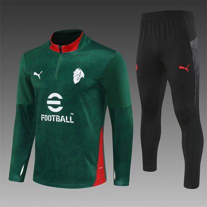 2025/26 AC Milan Green Half Pull Training Suit (Adults&Kids)