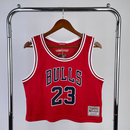 MN Women's Open Navel Vintage Jersey: Bulls Red 23 # Jordan