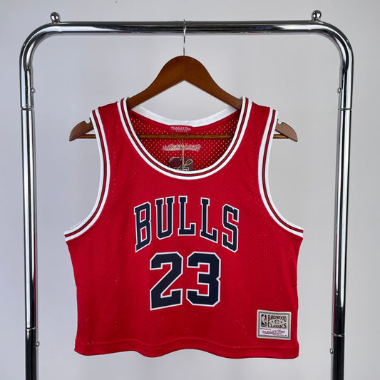 MN Women's Open Navel Vintage Jersey: Bulls Red 23 # Jordan