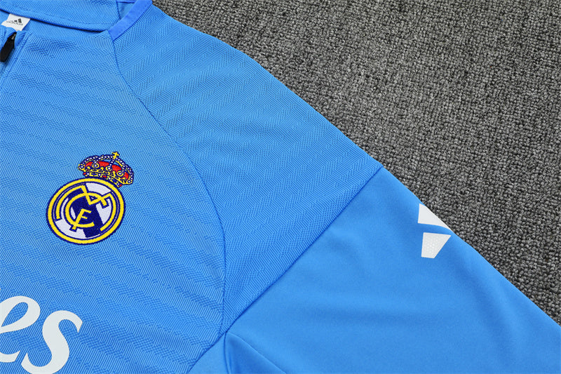 2025/26 Real Madrid Light Blue Half Pull Training Suit (Adults&Kids)