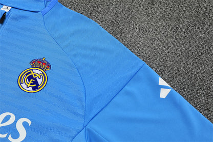 2025/26 Real Madrid Light Blue Half Pull Training Suit (Adults&Kids)
