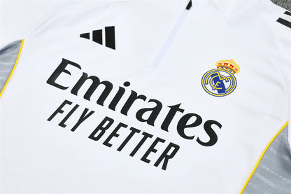 2025/26 Real Madrid White Half Pull Training Suit (Adults&Kids)