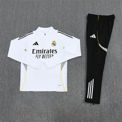 2025/26 Real Madrid White Half Pull Training Suit (Adults&Kids)