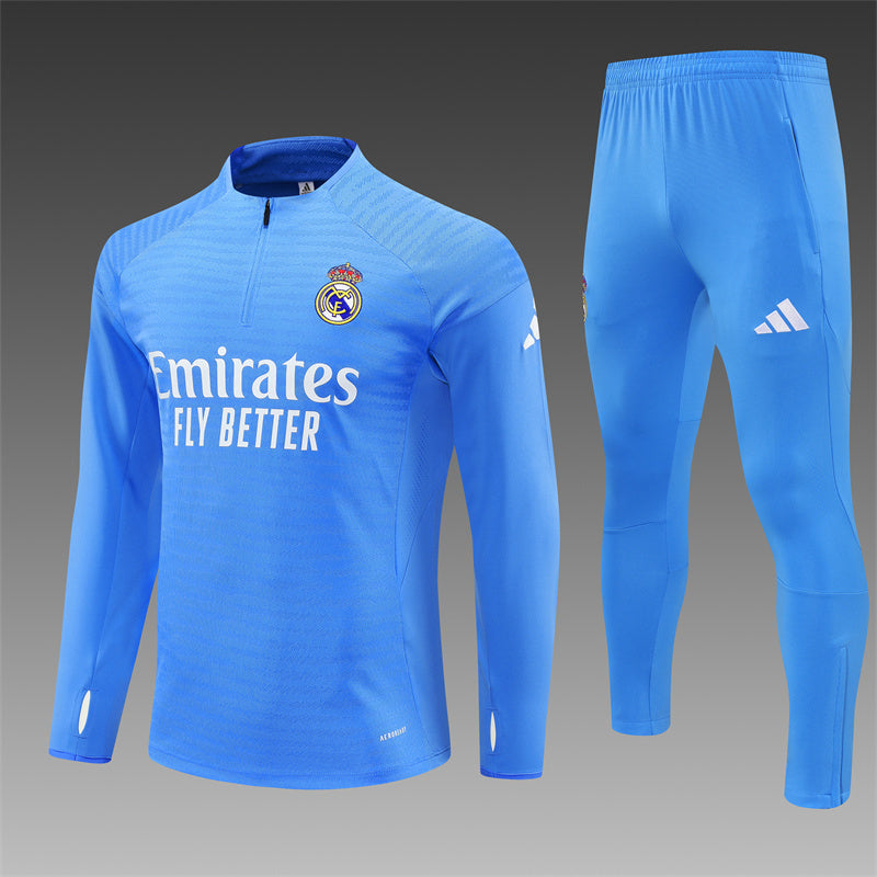 2025/26 Real Madrid Light Blue Half Pull Training Suit (Adults&Kids)