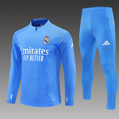 2025/26 Real Madrid Light Blue Half Pull Training Suit (Adults&Kids)