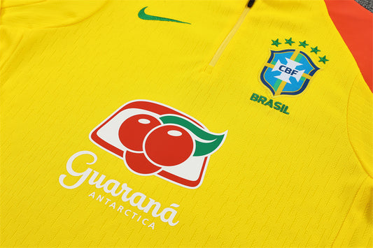 2025/26 Brazil Yellow Half Pull Training Suit (Adults&Kids)