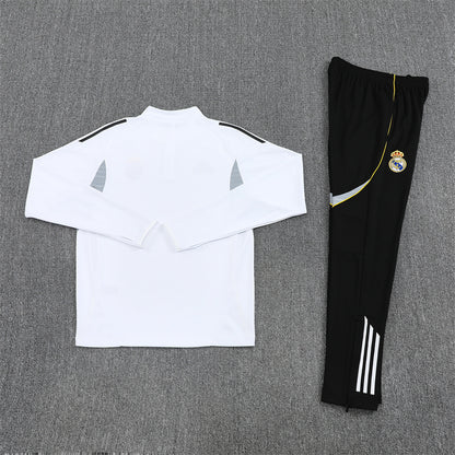 2025/26 Real Madrid White Half Pull Training Suit (Adults&Kids)