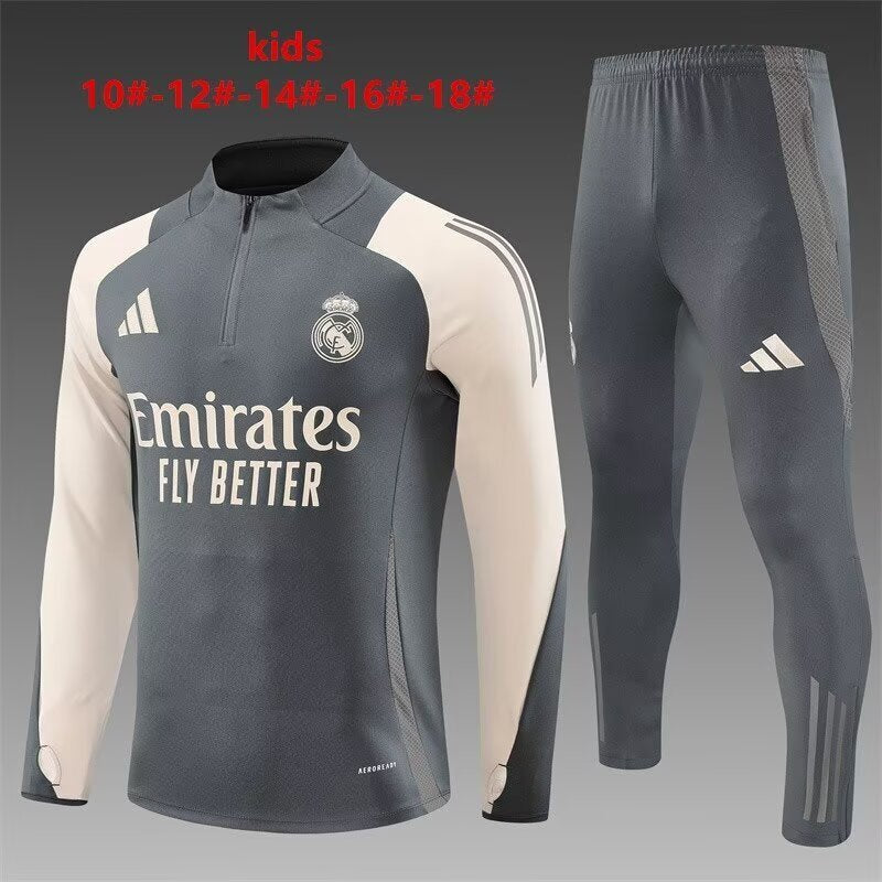 Real Madrid Kids Training Suit – Grey/Beige Edition