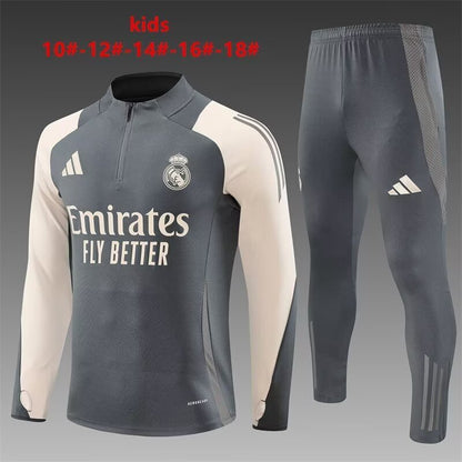 Real Madrid Kids Training Suit – Grey/Beige Edition