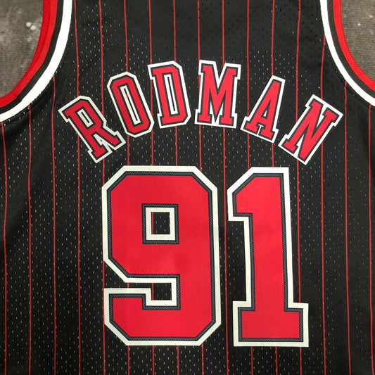 MN hot-pressed vintage jersey: SW Bulls 96 Black Stripe 91 Rodman
