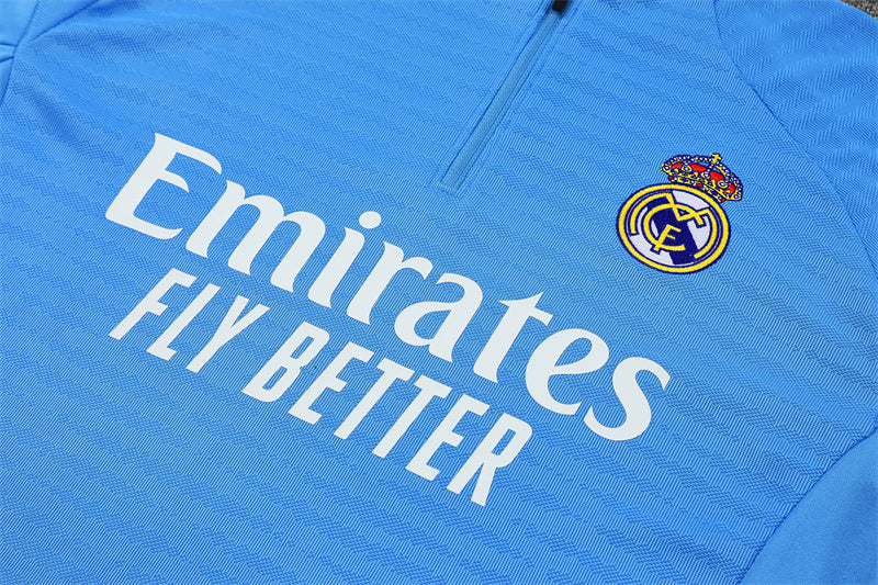 2025/26 Real Madrid Light Blue Half Pull Training Suit (Adults&Kids)