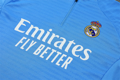 2025/26 Real Madrid Light Blue Half Pull Training Suit (Adults&Kids)