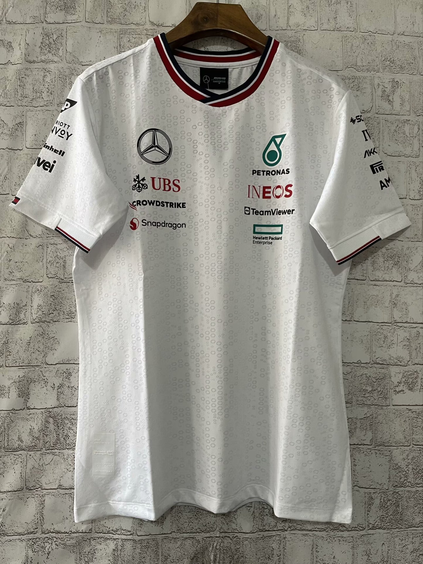 Mercedes AMG Petronas F1  Team T-Shirt – White Round Neck (S–5XL, Unisex)