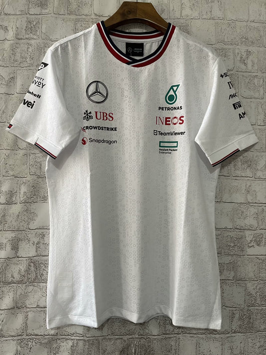 Mercedes AMG Petronas F1  Team T-Shirt – White Round Neck (S–5XL, Unisex)