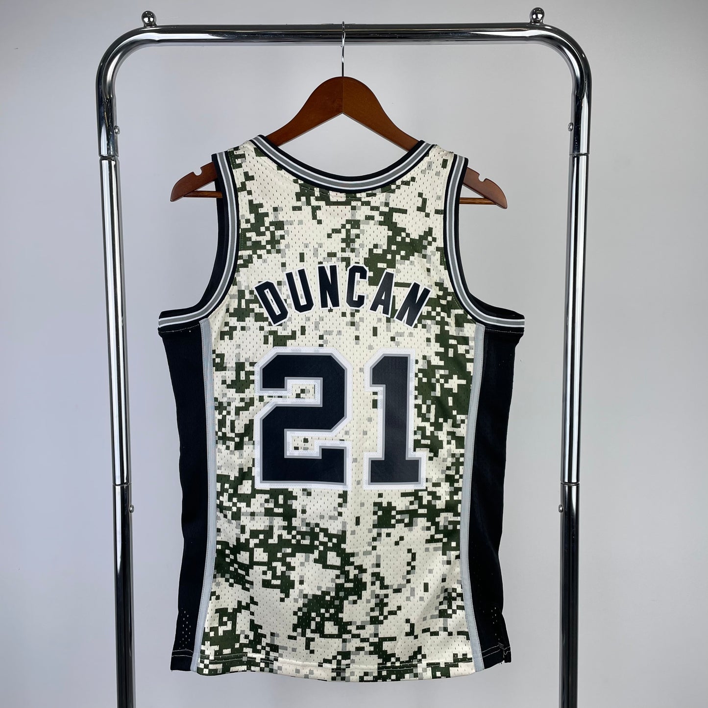 MN Hot Pressed Retro Jersey: SW Spurs 2013/14 Camo 21 # Duncan