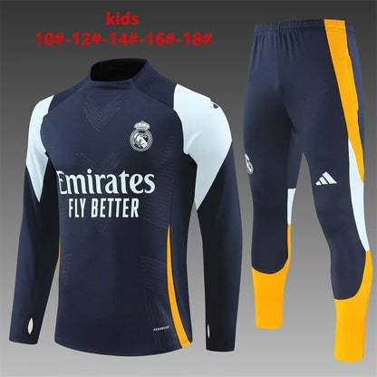 Real Madrid Kids Training Suit – Navy/White/Orange Edition