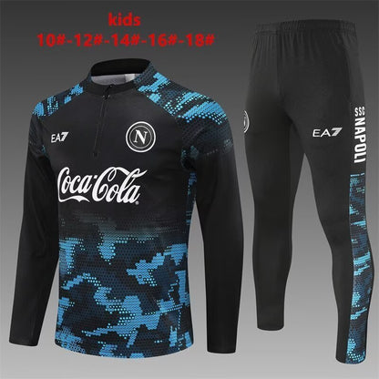 SSC Napoli Kids Training Suit – Black/Blue Camo Edition