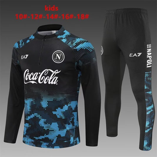 SSC Napoli Kids Training Suit – Black/Blue Camo Edition