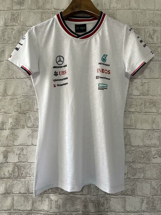 Mercedes AMG Petronas F1 Women’s T-Shirt – White 2024 Edition (S–XL)
