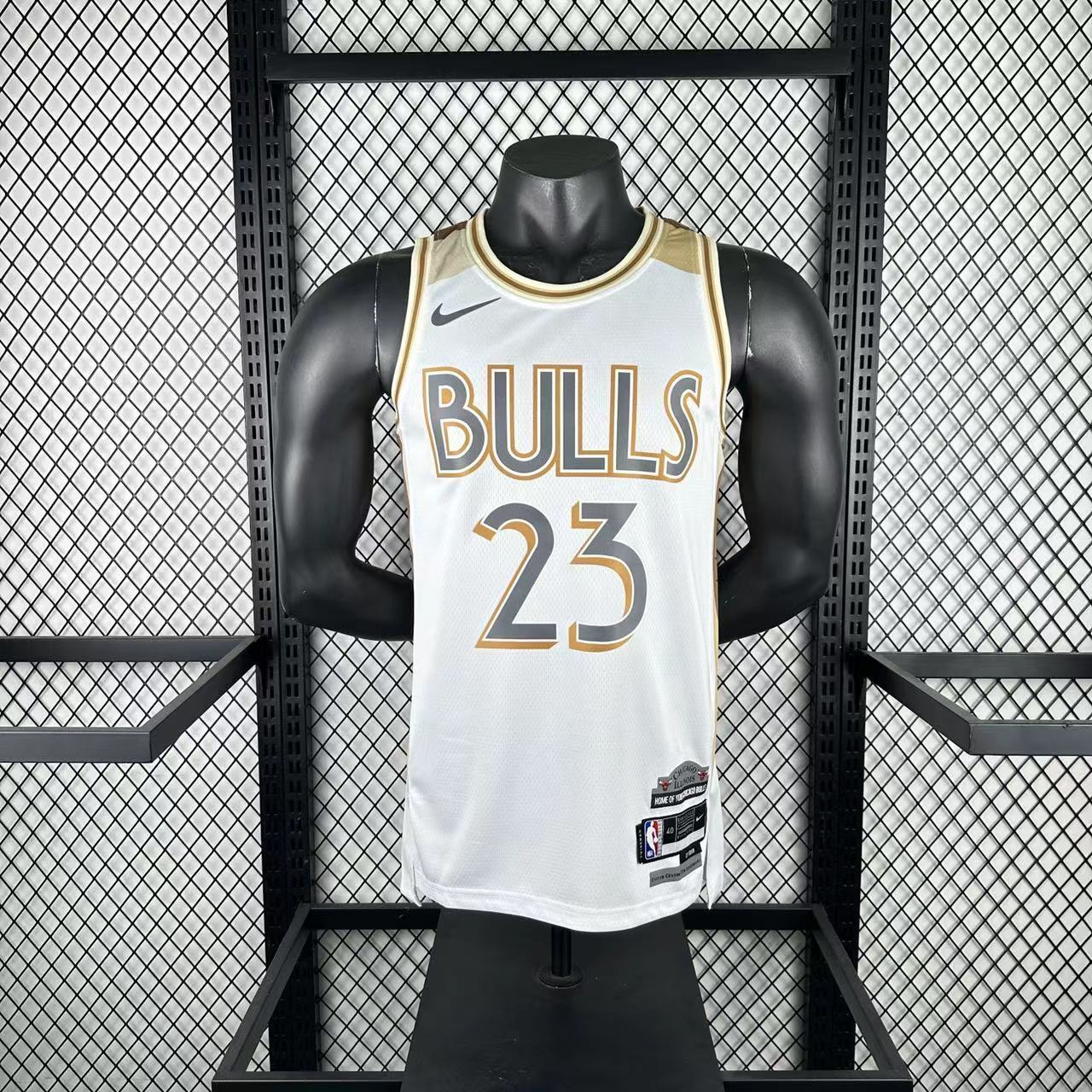 NBA Chicago Bulls White Jersey – #23 Gold Edition