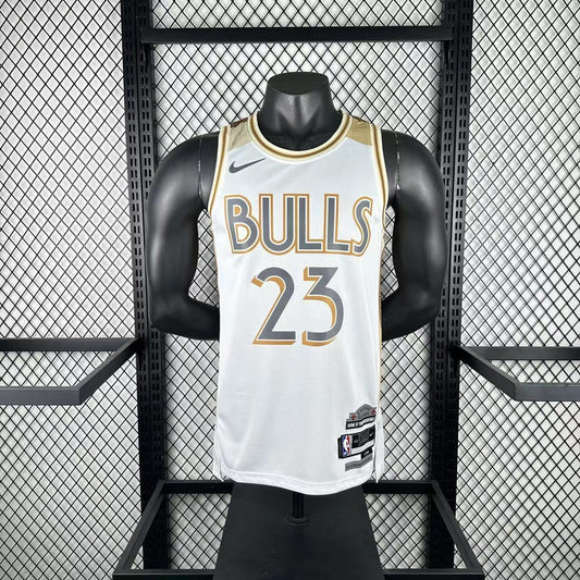 NBA Chicago Bulls White Jersey – #23 Gold Edition