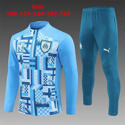Olympique Marseille Kids Training Suit – Blue Pattern
