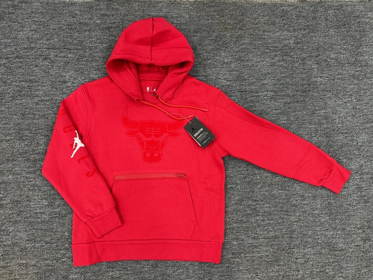 Kids # NBA Bulls Zipper Hoodie Red