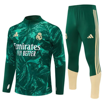 2026/27 Real Madrid Green Camouflage Half Pull Training Suit