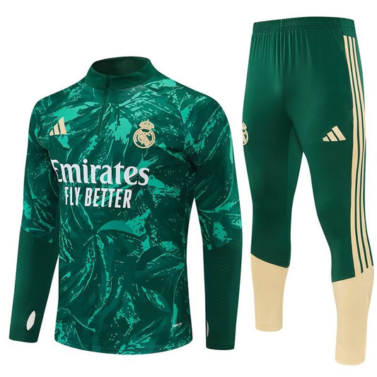 2026/27 Real Madrid Green Camouflage Half Pull Training Suit