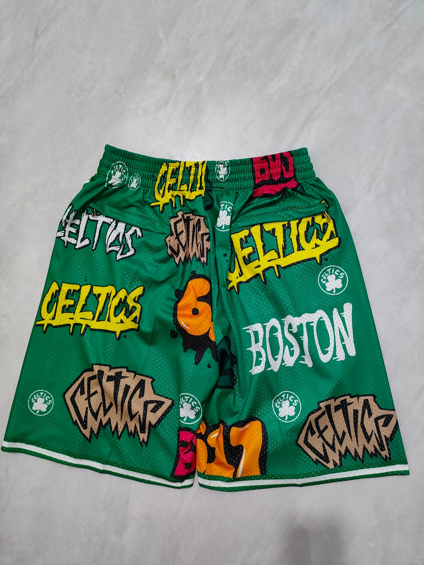 NBA Celtics Green Graffiti Pocket Shorts S-XXL