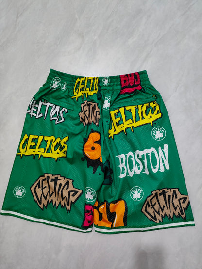 NBA Celtics Green Graffiti Pocket Shorts S-XXL