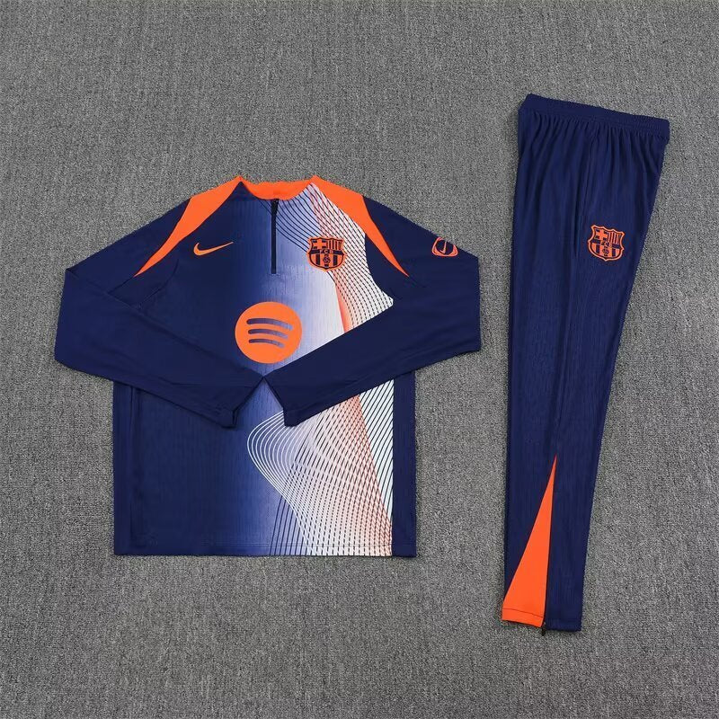 Barcelona Blue Orange Half Pull Training Suit S-XXL