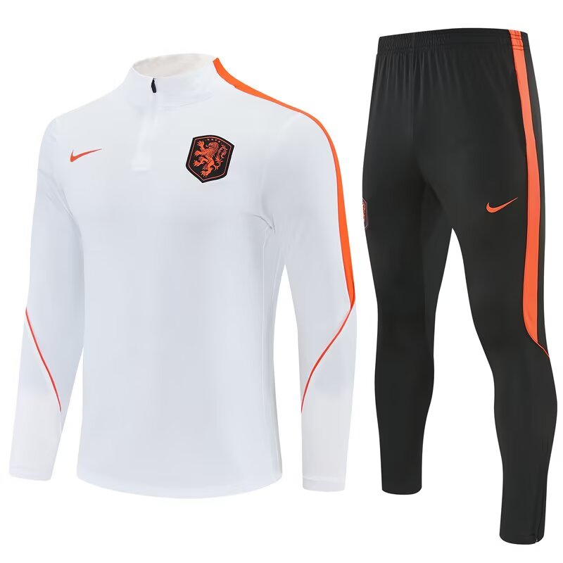 2026/27 Netherlands White Half Pull Training Suit front